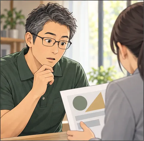 担当者の説明に、少し驚いた表情の人